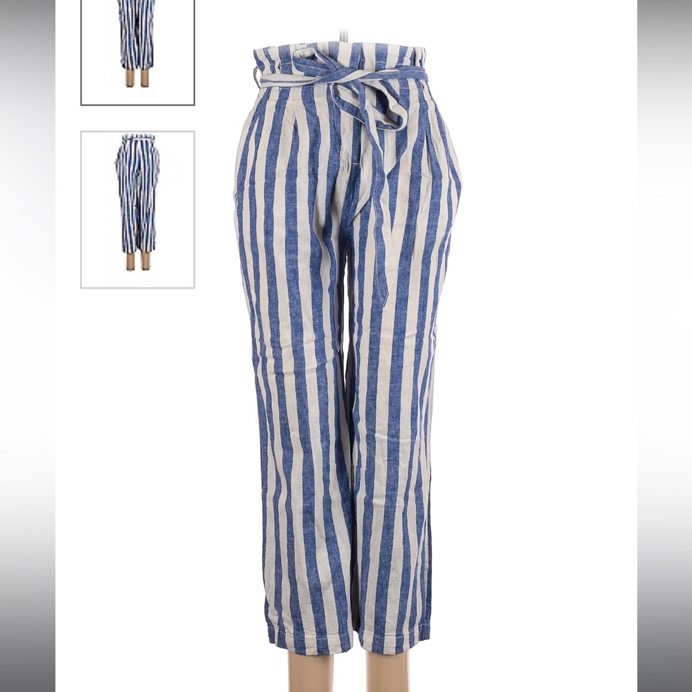 J Crew Striped Linen Pants Size 2P